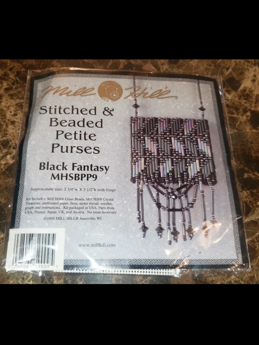 Vintage Mill Hill Stitched & Beaded Petite Purses Kit"Black Fantasy" MHSBPP9